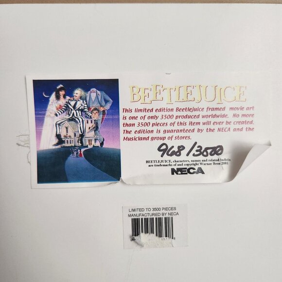 NECA Beetlejuice Limited Edition Movie Art Film Cell Art 968/3500 - Picture 4 of 6